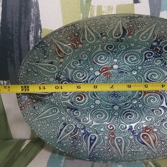 Turkish Topkapi Collection Large Art Glass Oval Bowl Reverse Enamel RARE - Picture 5 of 15
